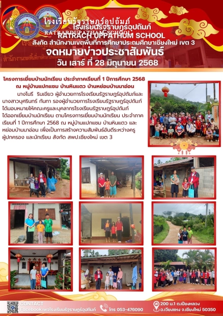 คณะครูและบุคลากรโรงเรียนรัฐราษฎร์อุปถัมภ์ ได้ออกเยี่ยมบ้านนักเรียน ตามโครงการเยี่ยมบ้านนักเรียน ประจำภาคเรียนที่ 1